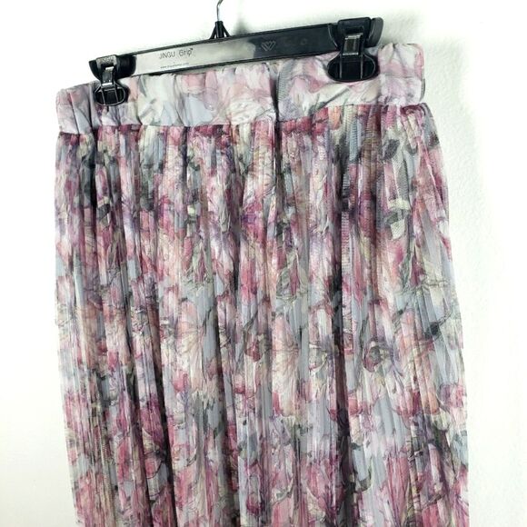 Women's Vintage Purple Pastel Fanned Floral Midi Fair Lady Skirt Size 8P - Picture 2 of 6